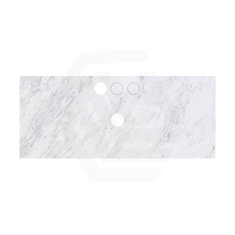 18mm Thick Lukka Carrara White Marble Top with Center Waste Hole, 12/10/2 O'clock Semi Drilled Tap Hole Available At the Back 605-1505mm