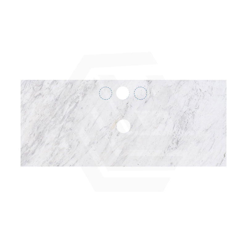 18mm Thick Lukka Carrara White Marble Top with Center Waste Hole, 12/10/2 O'clock Semi Drilled Tap Hole Available At the Back 605-1505mm