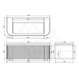 Lukka 600-1800mm Estella Matt White/Black Modern Wall Hung Fluted PVC Vanity With Soft Closing Side Drawers Curve Edge