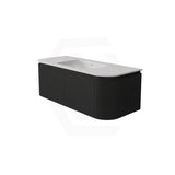 Lukka 600-1800mm Estella Matt White/Black Modern Wall Hung Fluted PVC Vanity With Soft Closing Side Drawers Curve Edge