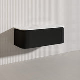 Lukka 600-1800mm Estella Matt White/Black Modern Wall Hung Fluted PVC Vanity With Soft Closing Side Drawers Curve Edge