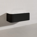 Lukka 600-1800mm Estella Matt White/Black Modern Wall Hung Fluted PVC Vanity With Soft Closing Side Drawers Curve Edge