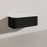 Lukka 600-1800mm Estella Matt White/Black Modern Wall Hung Fluted PVC Vanity With Soft Closing Side Drawers Curve Edge