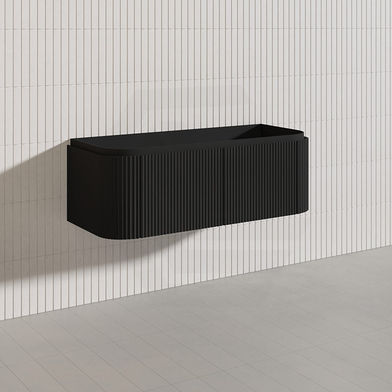Lukka 600-1800mm Estella Matt White/Black Modern Wall Hung Fluted PVC Vanity With Soft Closing Side Drawers Curve Edge
