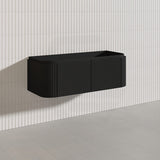 Lukka 600-1800mm Estella Matt White/Black Modern Wall Hung Fluted PVC Vanity With Soft Closing Side Drawers Curve Edge