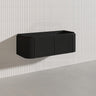 Lukka Estella 1200mm Matt White/Black Modern Wall Hung Fluted PVC Vanity Single/Double Bowls With Soft Closing Side Drawers Curve Edge