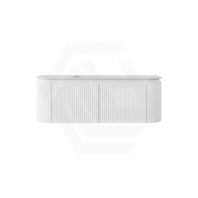 Lukka 600-1800mm Estella Matt White/Black Modern Wall Hung Fluted PVC Vanity With Soft Closing Side Drawers Curve Edge