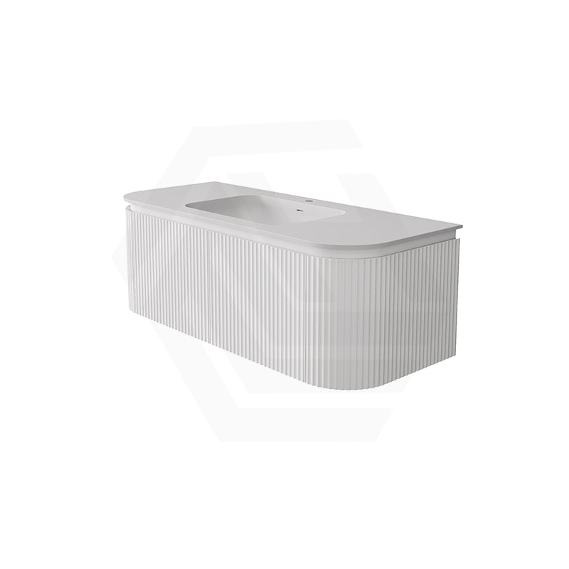 Lukka 600-1800mm Estella Matt White/Black Modern Wall Hung Fluted PVC Vanity With Soft Closing Side Drawers Curve Edge