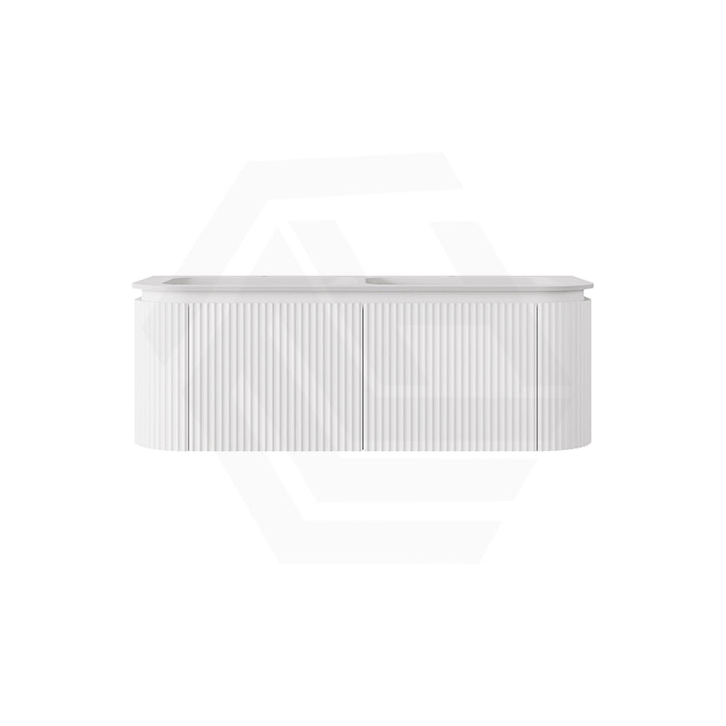 Lukka 600-1800mm Estella Matt White/Black Modern Wall Hung Fluted PVC Vanity With Soft Closing Side Drawers Curve Edge