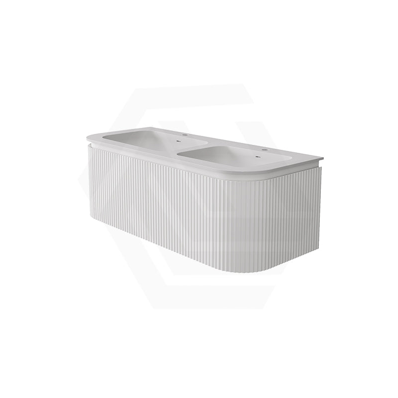 Lukka 600-1800mm Estella Matt White/Black Modern Wall Hung Fluted PVC Vanity With Soft Closing Side Drawers Curve Edge