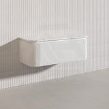 Lukka 600-1800mm Estella Matt White/Black Modern Wall Hung Fluted PVC Vanity With Soft Closing Side Drawers Curve Edge