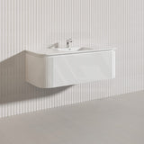 Lukka 600-1800mm Estella Matt White/Black Modern Wall Hung Fluted PVC Vanity With Soft Closing Side Drawers Curve Edge