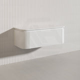 Lukka 600-1800mm Estella Matt White/Black Modern Wall Hung Fluted PVC Vanity With Soft Closing Side Drawers Curve Edge