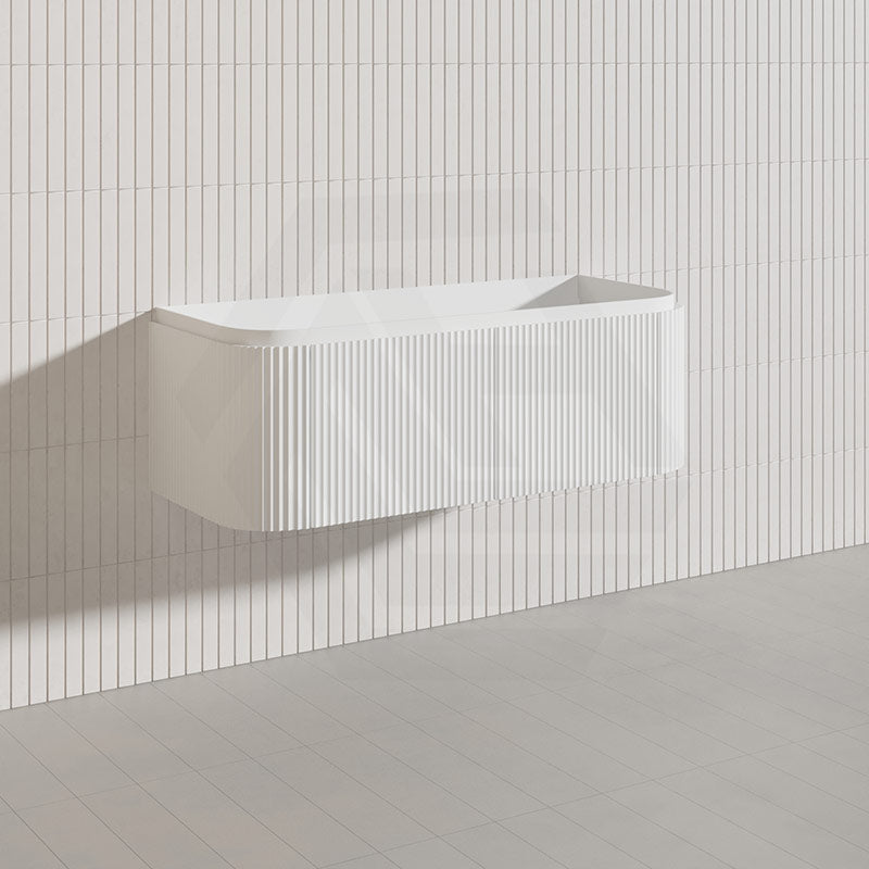 Lukka 600-1800mm Estella Matt White/Black Modern Wall Hung Fluted PVC Vanity With Soft Closing Side Drawers Curve Edge