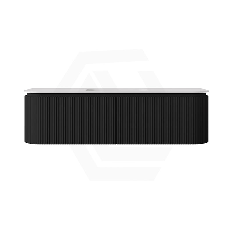 Lukka 600-1800mm Estella Matt White/Black Modern Wall Hung Fluted PVC Vanity With Soft Closing Side Drawers Curve Edge