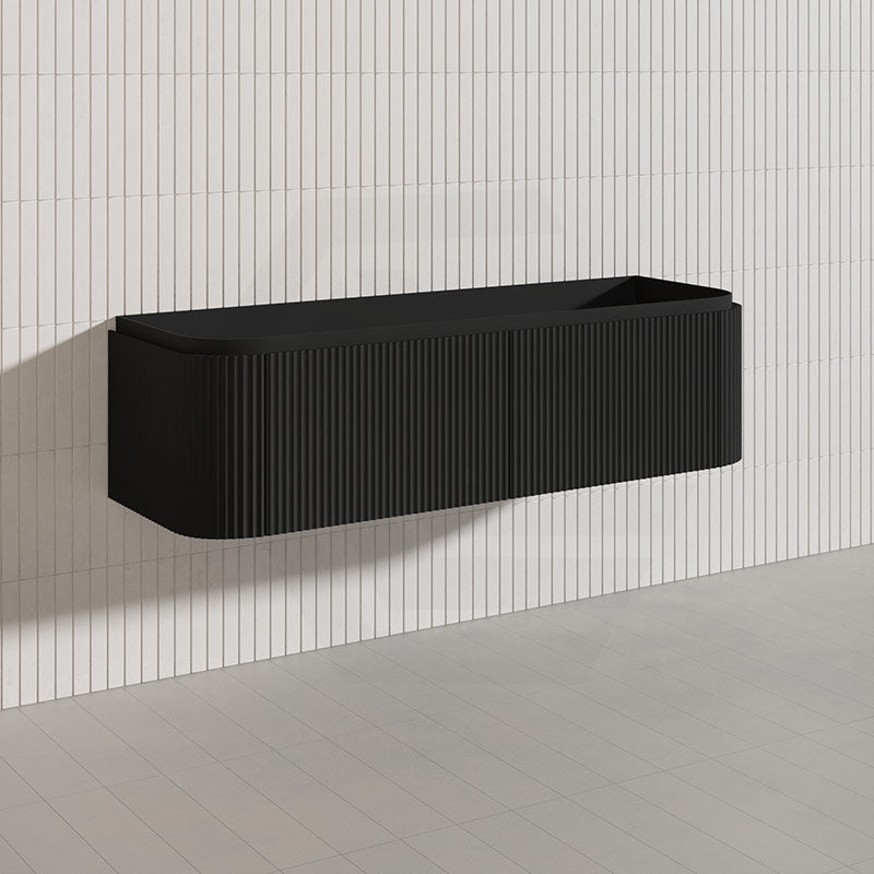 Lukka 600-1800mm Estella Matt White/Black Modern Wall Hung Fluted PVC Vanity With Soft Closing Side Drawers Curve Edge