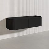 Lukka 600-1800mm Estella Matt White/Black Modern Wall Hung Fluted PVC Vanity With Soft Closing Side Drawers Curve Edge