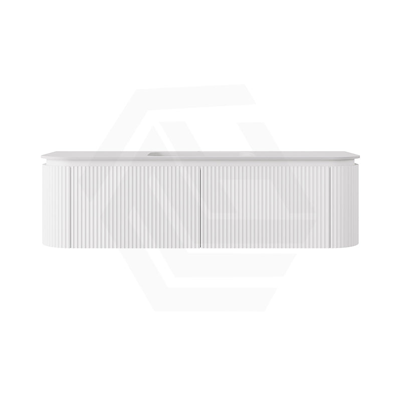 Lukka 600-1800mm Estella Matt White/Black Modern Wall Hung Fluted PVC Vanity With Soft Closing Side Drawers Curve Edge