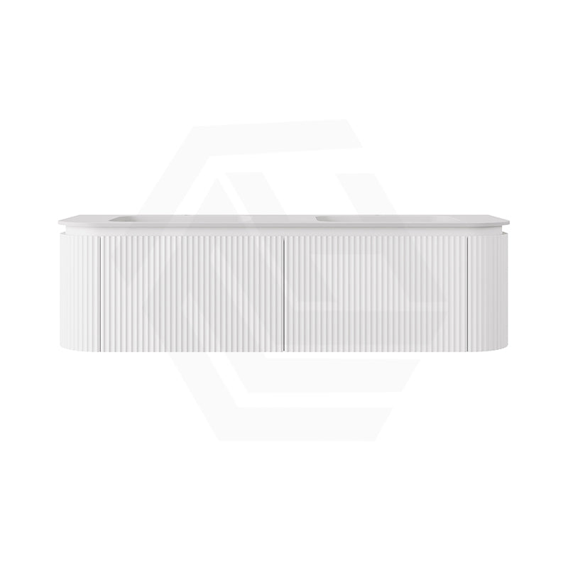 Lukka 600-1800mm Estella Matt White/Black Modern Wall Hung Fluted PVC Vanity With Soft Closing Side Drawers Curve Edge