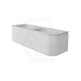 Lukka 600-1800mm Estella Matt White/Black Modern Wall Hung Fluted PVC Vanity With Soft Closing Side Drawers Curve Edge