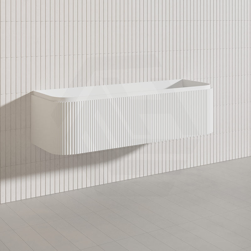 Lukka 600-1800mm Estella Matt White/Black Modern Wall Hung Fluted PVC Vanity With Soft Closing Side Drawers Curve Edge