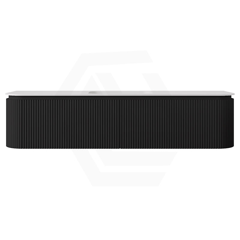 Lukka 600-1800mm Estella Matt White/Black Modern Wall Hung Fluted PVC Vanity With Soft Closing Side Drawers Curve Edge
