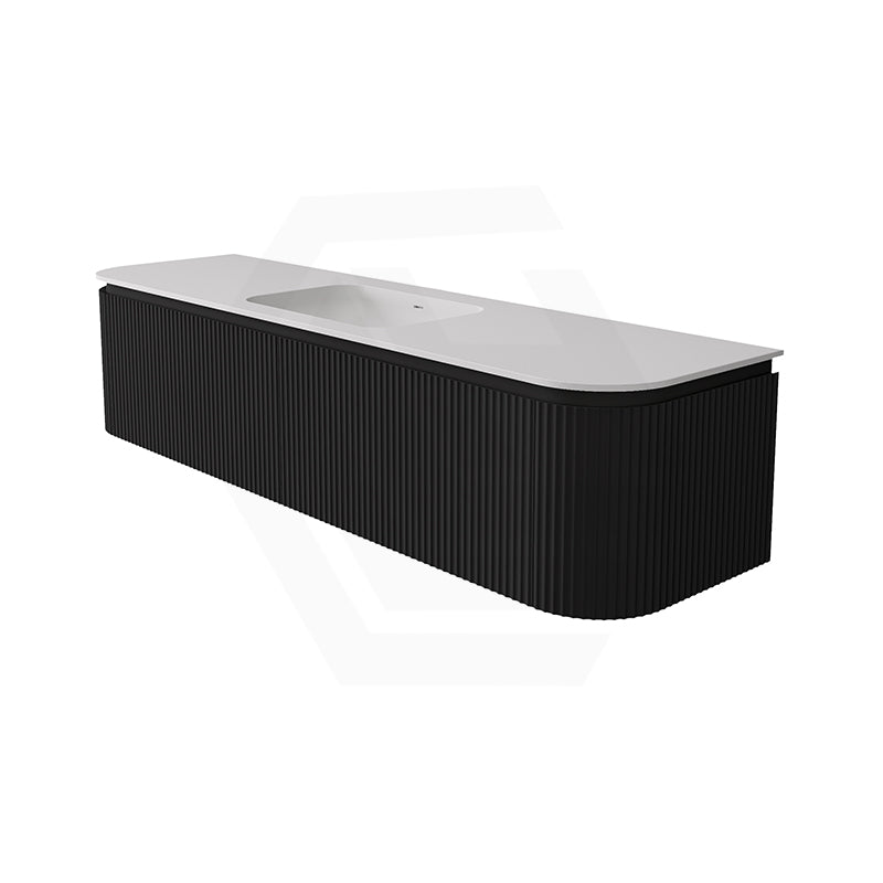 Lukka 600-1800mm Estella Matt White/Black Modern Wall Hung Fluted PVC Vanity With Soft Closing Side Drawers Curve Edge