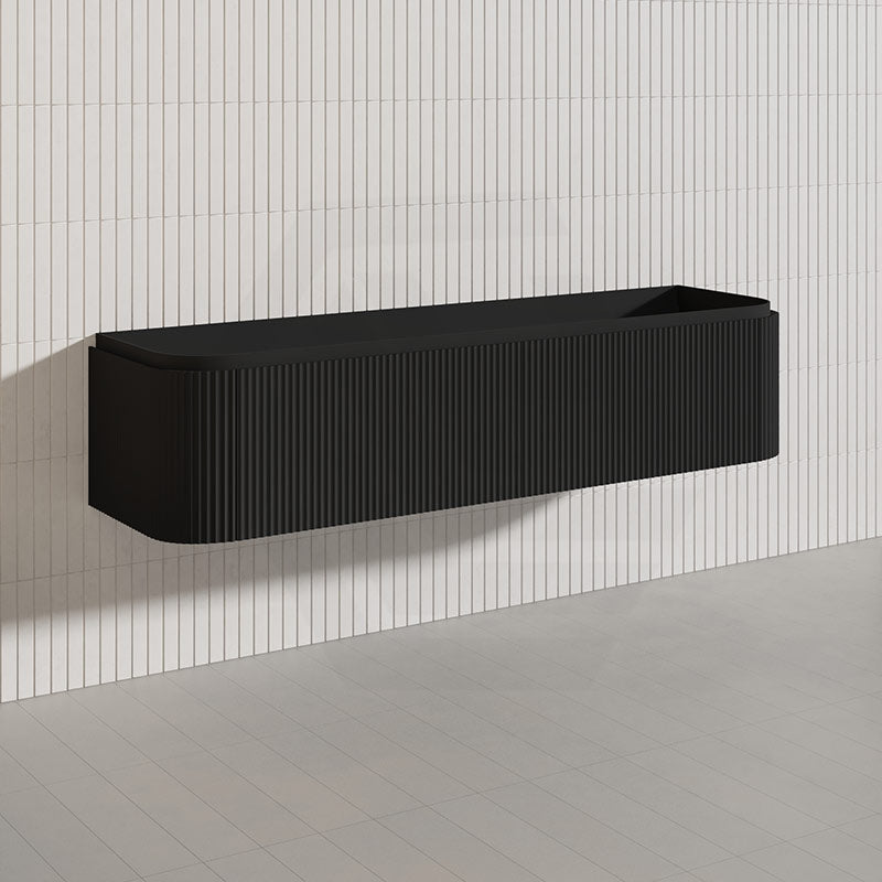 Lukka 600-1800mm Estella Matt White/Black Modern Wall Hung Fluted PVC Vanity With Soft Closing Side Drawers Curve Edge