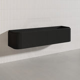 Lukka 600-1800mm Estella Matt White/Black Modern Wall Hung Fluted PVC Vanity With Soft Closing Side Drawers Curve Edge