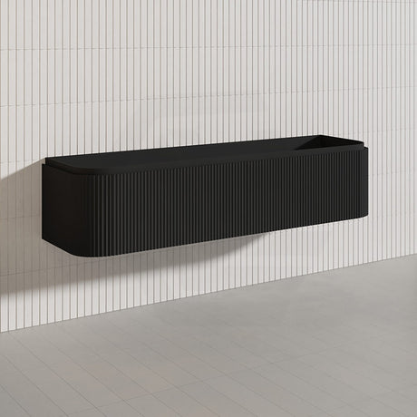 Lukka 600-1800mm Estella Matt White/Black Modern Wall Hung Fluted PVC Vanity With Soft Closing Side Drawers Curve Edge