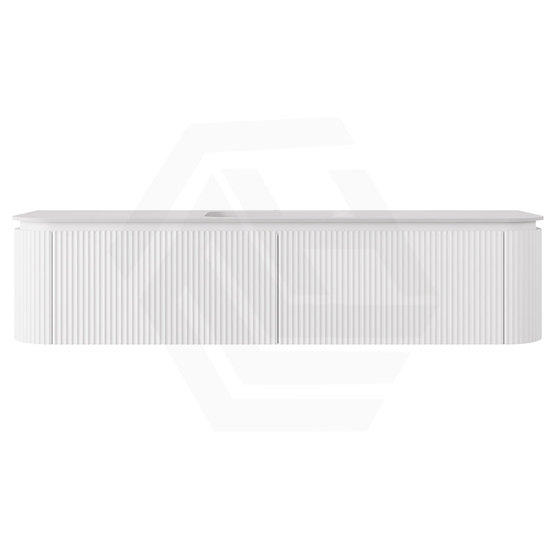 Lukka 600-1800mm Estella Matt White/Black Modern Wall Hung Fluted PVC Vanity With Soft Closing Side Drawers Curve Edge