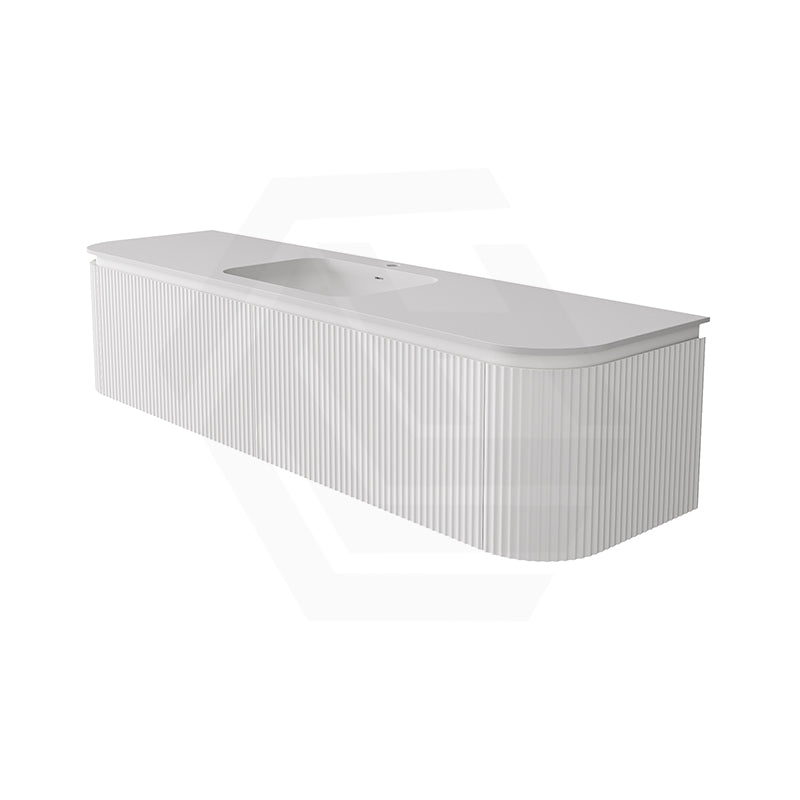 Lukka 600-1800mm Estella Matt White/Black Modern Wall Hung Fluted PVC Vanity With Soft Closing Side Drawers Curve Edge