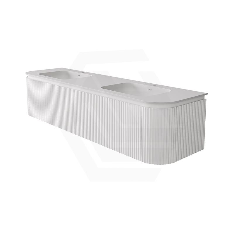 Lukka 600-1800mm Estella Matt White/Black Modern Wall Hung Fluted PVC Vanity With Soft Closing Side Drawers Curve Edge