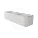 Lukka 600-1800mm Estella Matt White/Black Modern Wall Hung Fluted PVC Vanity With Soft Closing Side Drawers Curve Edge