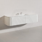 Lukka 600-1800mm Estella Matt White/Black Modern Wall Hung Fluted PVC Vanity With Soft Closing Side Drawers Curve Edge