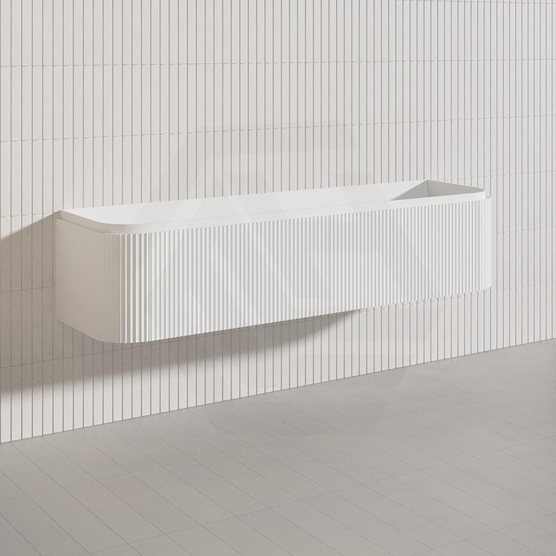 Lukka 600-1800mm Estella Matt White/Black Modern Wall Hung Fluted PVC Vanity With Soft Closing Side Drawers Curve Edge