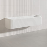 Lukka 600-1800mm Estella Matt White/Black Modern Wall Hung Fluted PVC Vanity With Soft Closing Side Drawers Curve Edge