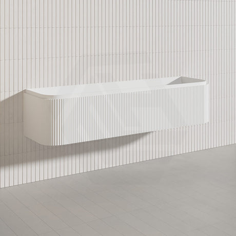 Lukka 600-1800mm Estella Matt White/Black Modern Wall Hung Fluted PVC Vanity With Soft Closing Side Drawers Curve Edge