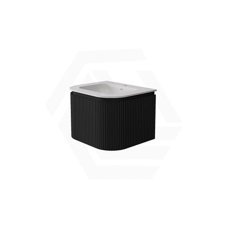 Lukka 600-1800mm Estella Matt White/Black Modern Wall Hung Fluted PVC Vanity With Soft Closing Side Drawers Curve Edge