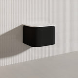 Lukka 600-1800mm Estella Matt White/Black Modern Wall Hung Fluted PVC Vanity With Soft Closing Side Drawers Curve Edge