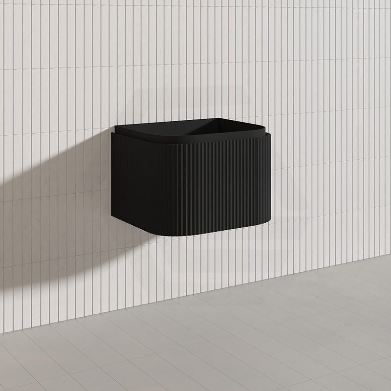 Lukka 600-1800mm Estella Matt White/Black Modern Wall Hung Fluted PVC Vanity With Soft Closing Side Drawers Curve Edge