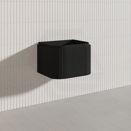 Lukka 600-1800mm Estella Matt White/Black Modern Wall Hung Fluted PVC Vanity With Soft Closing Side Drawers Curve Edge