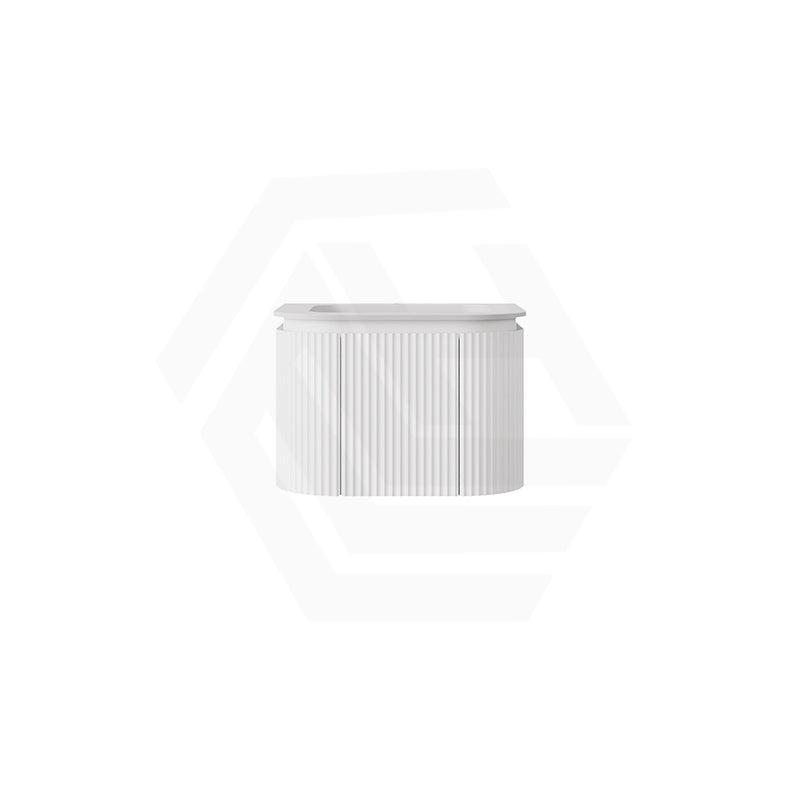 Lukka 600-1800mm Estella Matt White/Black Modern Wall Hung Fluted PVC Vanity With Soft Closing Side Drawers Curve Edge
