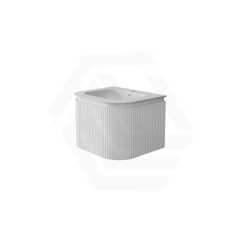 Lukka 600-1800mm Estella Matt White/Black Modern Wall Hung Fluted PVC Vanity With Soft Closing Side Drawers Curve Edge
