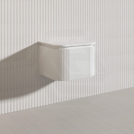 Lukka 600-1800mm Estella Matt White/Black Modern Wall Hung Fluted PVC Vanity With Soft Closing Side Drawers Curve Edge