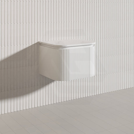 Lukka 600-1800mm Estella Matt White/Black Modern Wall Hung Fluted PVC Vanity With Soft Closing Side Drawers Curve Edge