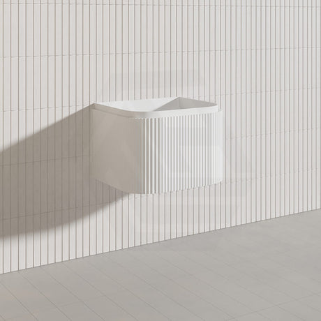 Lukka 600-1800mm Estella Matt White/Black Modern Wall Hung Fluted PVC Vanity With Soft Closing Side Drawers Curve Edge