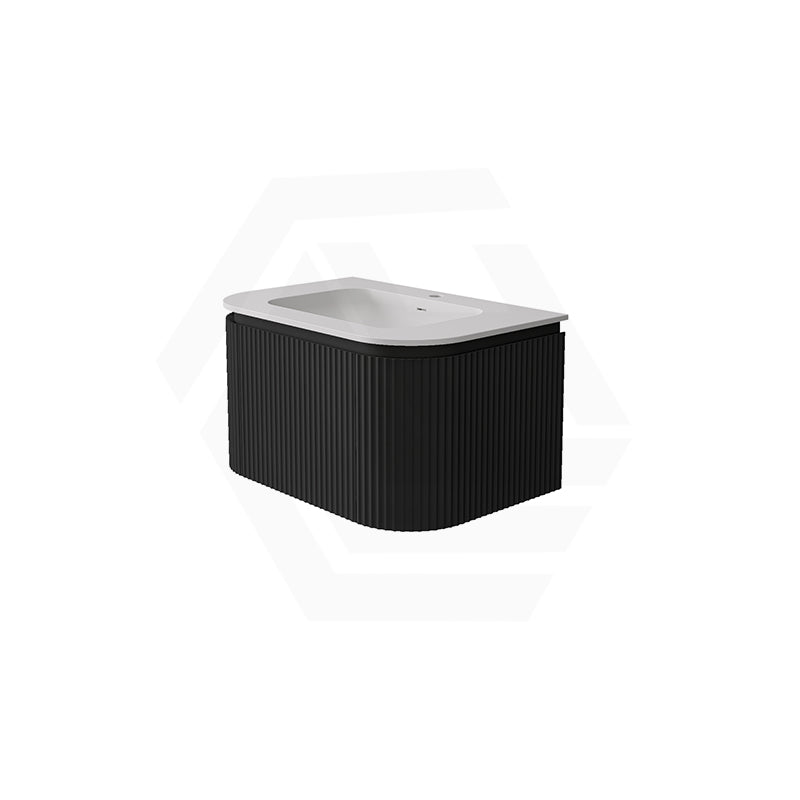 Lukka 600-1800mm Estella Matt White/Black Modern Wall Hung Fluted PVC Vanity With Soft Closing Side Drawers Curve Edge