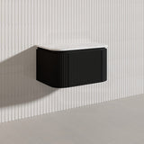 Lukka 600-1800mm Estella Matt White/Black Modern Wall Hung Fluted PVC Vanity With Soft Closing Side Drawers Curve Edge