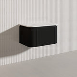 Lukka 600-1800mm Estella Matt White/Black Modern Wall Hung Fluted PVC Vanity With Soft Closing Side Drawers Curve Edge